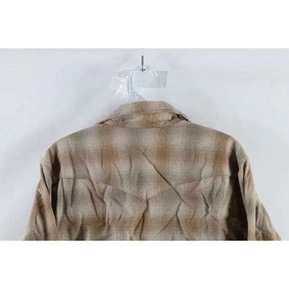 Vintage 70s Pendleton Mens Medium Wool Western Snap Button Board Shirt Plaid USA - Picture 6 of 7